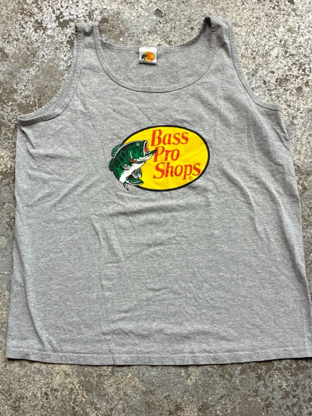 Bass Pro Shops Gray Tee with Yellow Oval Logo